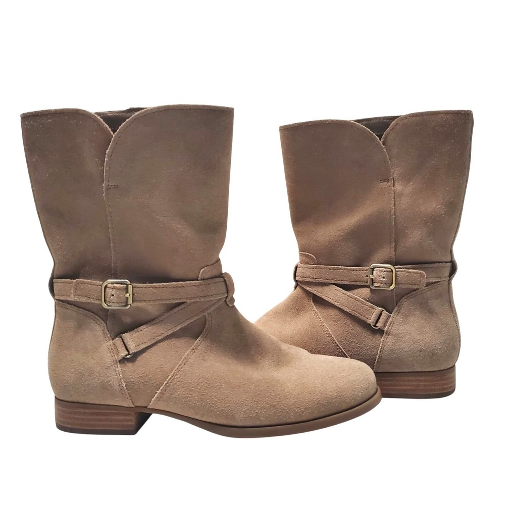 Koolaburra by UGG Elista Amphora Suede Moto Mid Calf Buckle Boots Women's Size 8